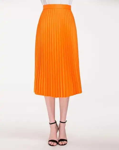 (特惠)橙色百褶靓丽时尚半裙