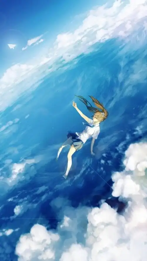 壁纸分享:二次元动漫人物坠落场景唯美梦幻手机壁纸