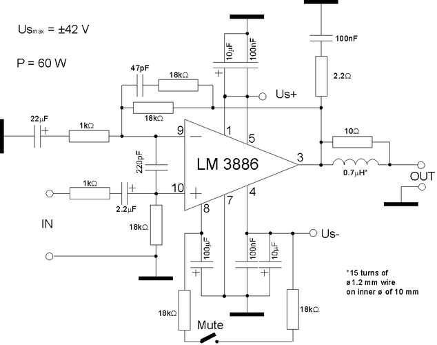 lm3886tf的电气参数如下: lm3886在vcc=vee=28v, 4欧负载时能达到68w
