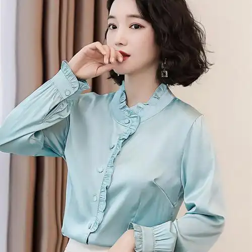 时尚洋气长袖桑蚕丝真丝衬衫上衣处理品牌正品女装2020春秋夏新款