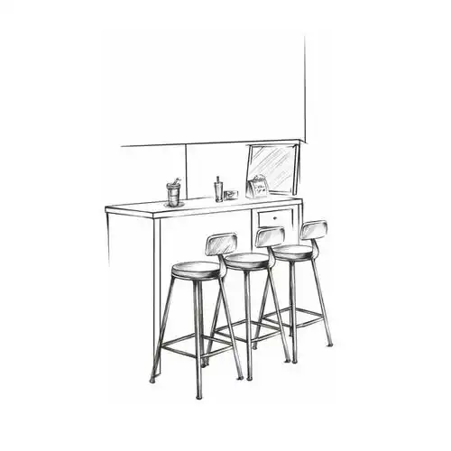 酒吧吧台和座椅手绘线条涂鸦插画2596580图片免抠素材免费下载