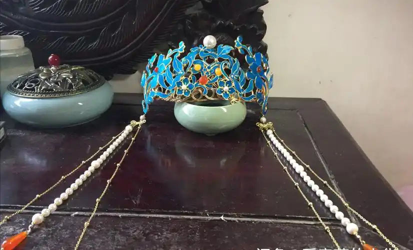 一月手作汉服配饰鹅毛仿点翠发冠明制发冠头饰好不好怎么样好用吗