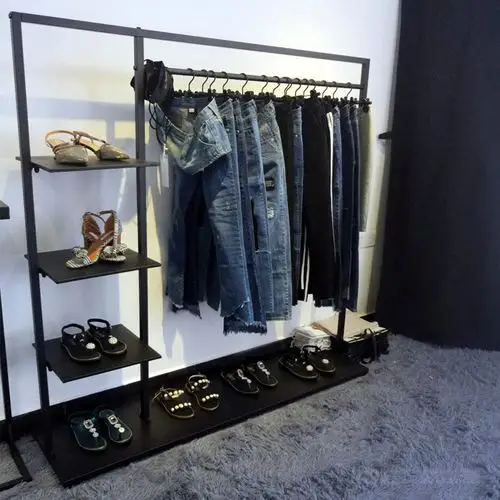 服装店展示架落地式陈列衣服架子组合欧式复古侧挂衣架女装店货架