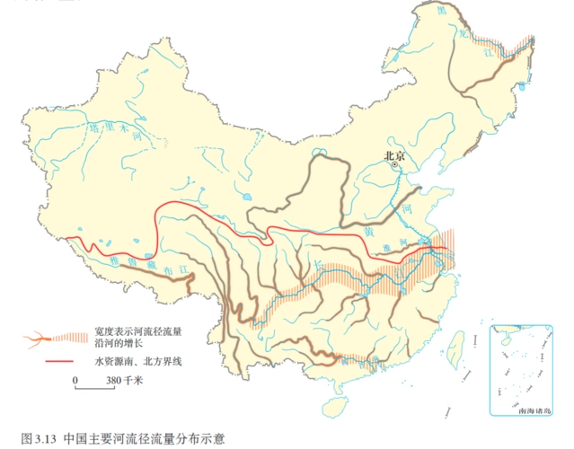 图一(中国主要河流径流量分布示意)图2(中国径流带分布)*16.
