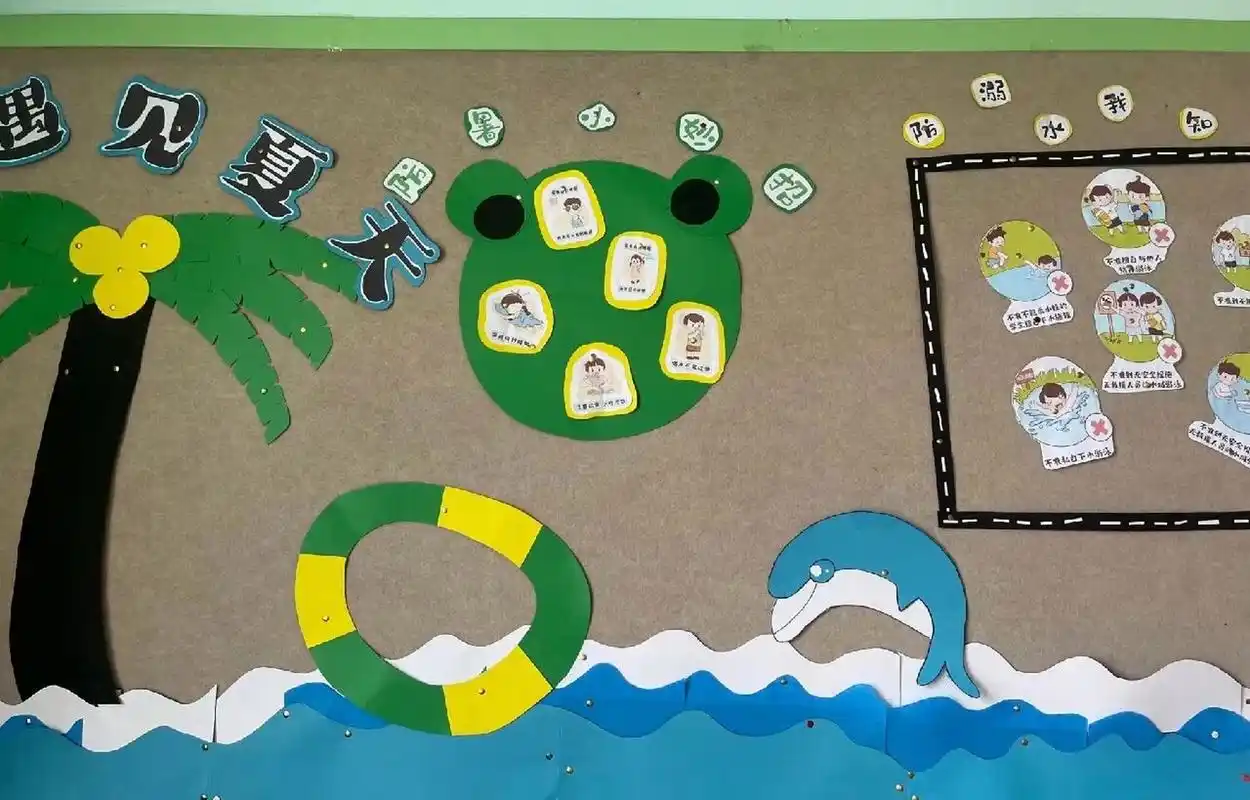 幼儿园夏季主题墙环创 我可爱的同事们的墙