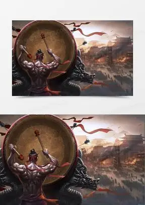 古代战场敲鼓的人海报背景