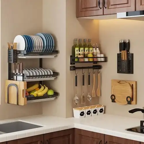 厨房置物架壁挂式调料用品大全刀架收纳架优惠券