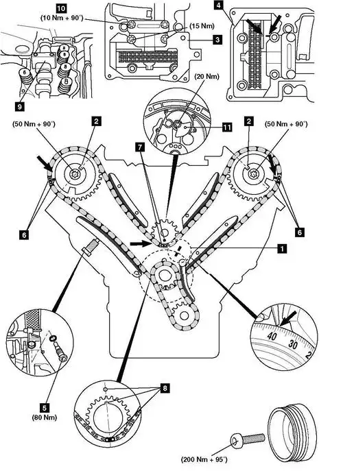 benz(奔驰车系) ml500轿车正时校对