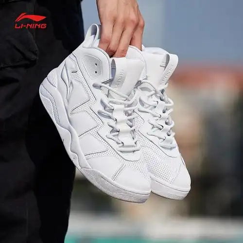 李宁休闲鞋男鞋制霸秋季高帮革面板鞋官方旗舰白色百搭运动鞋男