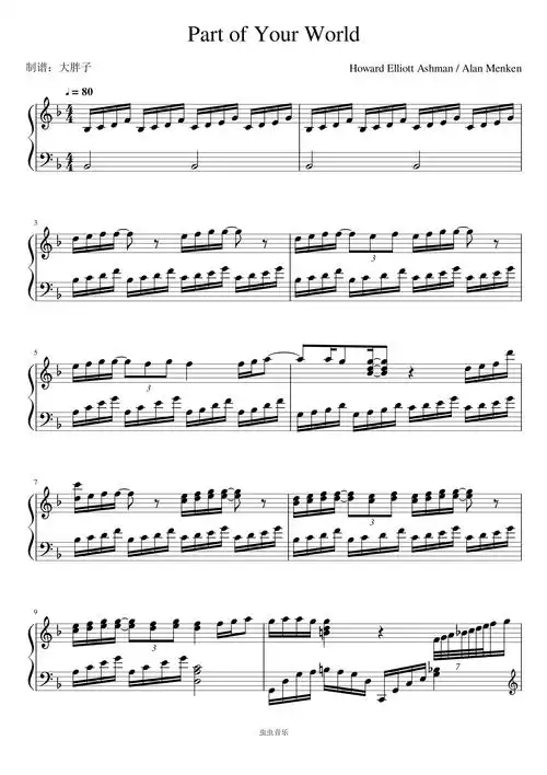 part of your world钢琴谱-大胖子-虫虫乐谱