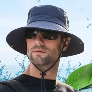 钓鱼帽子男遮阳帽夏季户外防晒太阳帽大檐垂钓透气渔夫帽登山凉帽