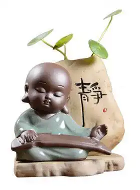 淡定摆件佛禅意可爱静心小和尚花瓶