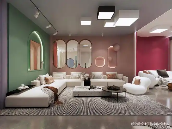 65万元购物空间420平米装修案例_效果图 - 艺术涂料空间展示 - 设计本