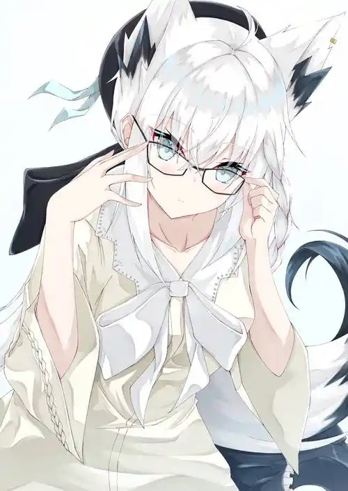 白毛控狂喜的兽耳美少女同人插画感情调和及搭配色彩都很赞