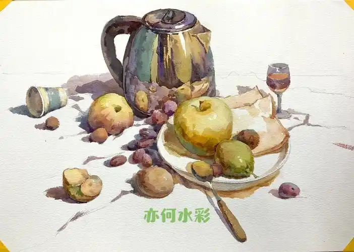 考前水彩静物课堂示范