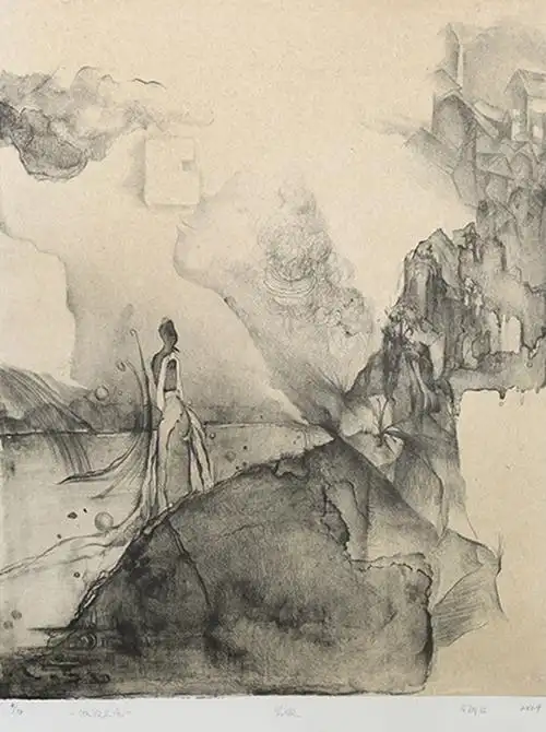 孤寂之境 版画  - 石版 -王丽红 -《非系列作品》 45cm×60cm , 2016