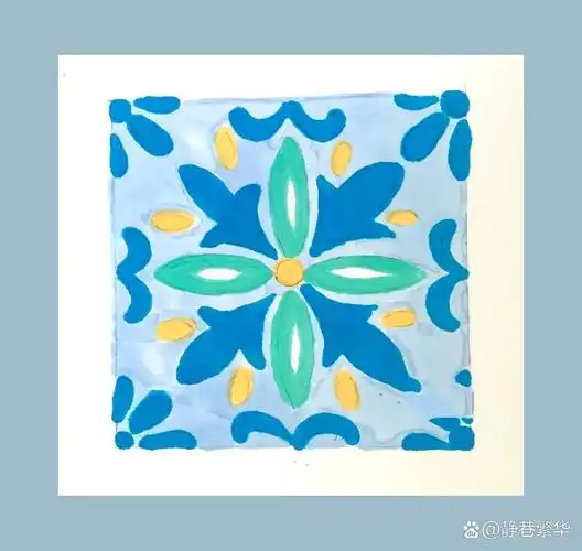 适合纹样绘制步骤 花卉纹样 单独纹样|原创 方形适合纹样,注意图案的