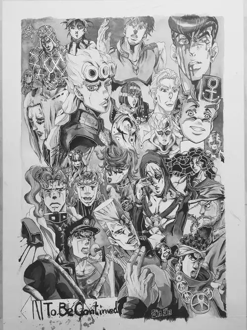 jojo的奇妙冒险全家福绘画作品