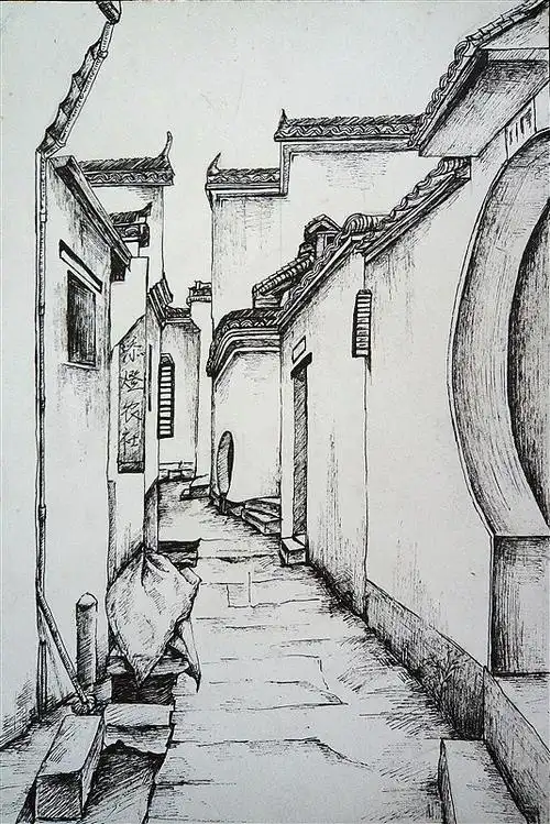手绘 宏村
