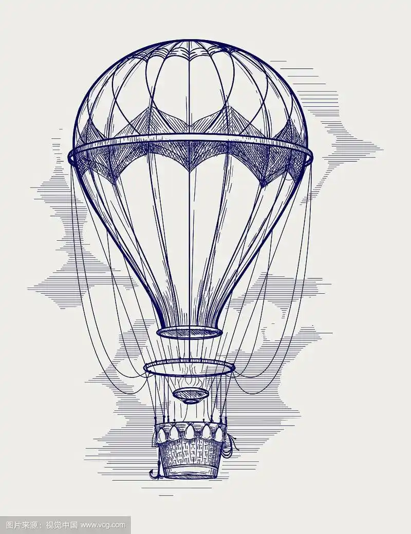 热气球圆珠笔素描