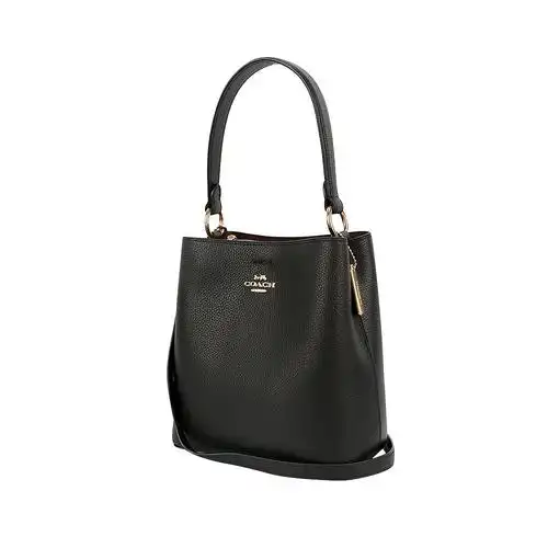 coach蔻驰女包女士中号黑色皮质水桶1011imlon通用款女包