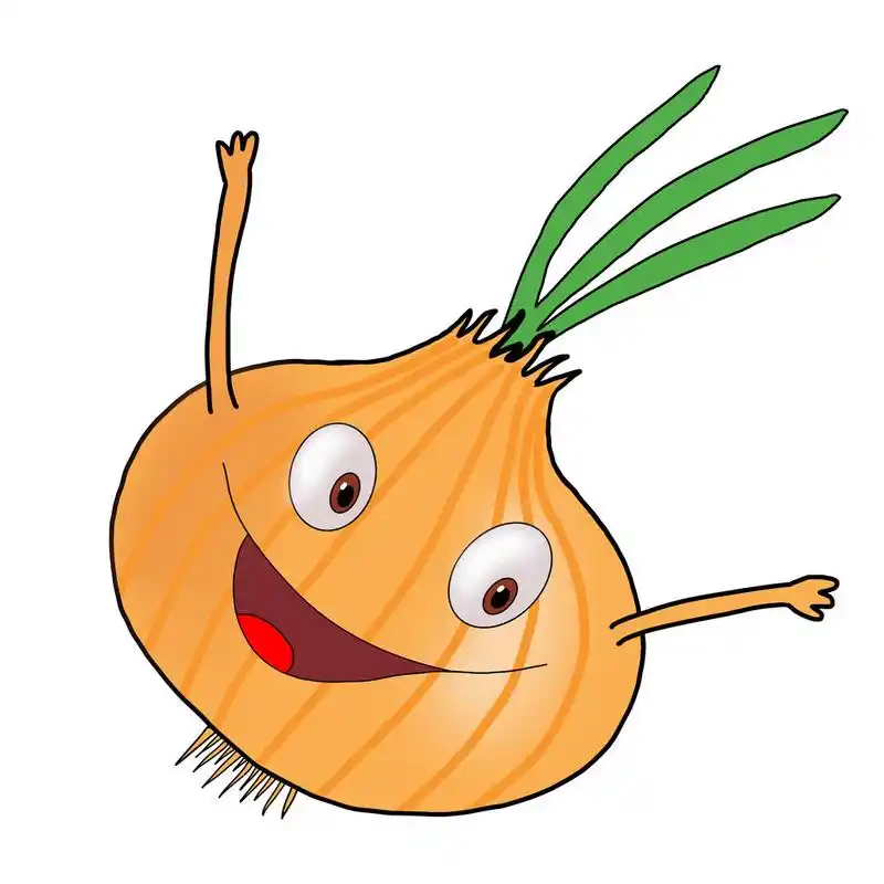 手绘的卡通洋葱,卡通手绘的洋葱.在白色背景上孤立