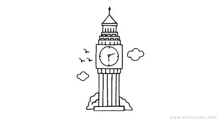英国的大本钟简笔画加颜色英国标志性建筑大本钟简笔画伦敦塔桥简笔画