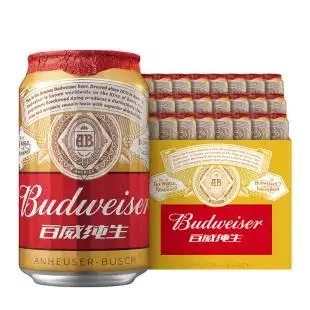 budweiser/百威啤酒小麦粮食纯生拉罐330ml*24听整箱礼盒装