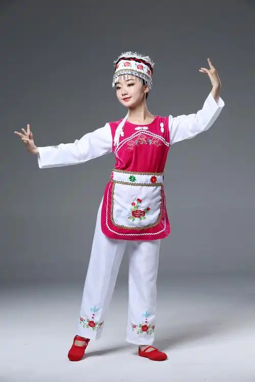 云南少数民族服装大理白族女童装少儿童舞蹈服饰学生舞台演出服装