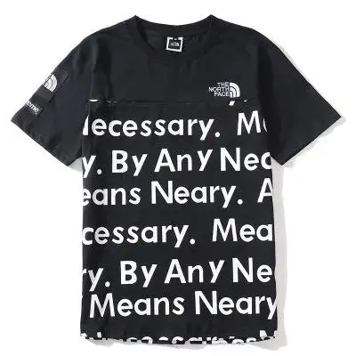 2018新款男士短袖supreme联名北面拼接短袖 潮牌短t货源代发