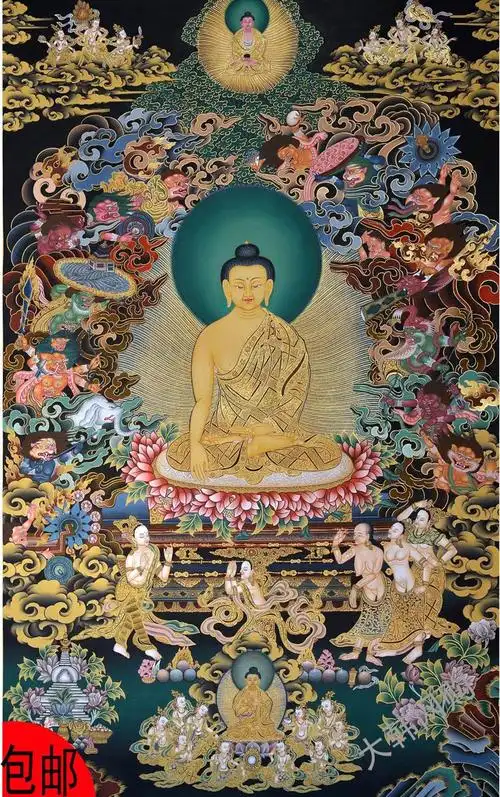 精品藏传佛教密宗尼泊尔国宝级唐卡阿弥陀佛十字绣成品套件十字绣套件