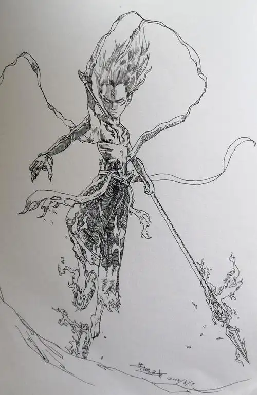 七夕窝在家里画画 也祝哪吒票房大卖