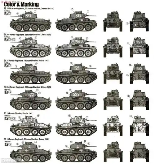 小号手德国pzkpfw38t系列轻型坦克图纸和说明书