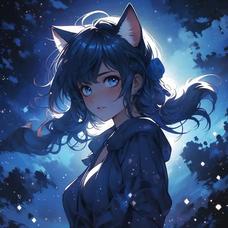 93猫耳少女,蓝色魅力头像97 探索猫耳少女的神秘世界,沉浸在这片