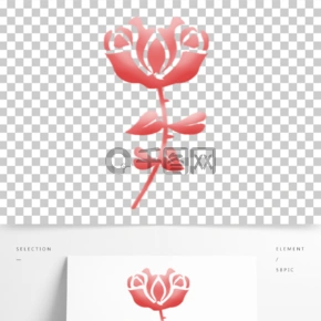 创意粉色渐变温馨情人节玫瑰花元素