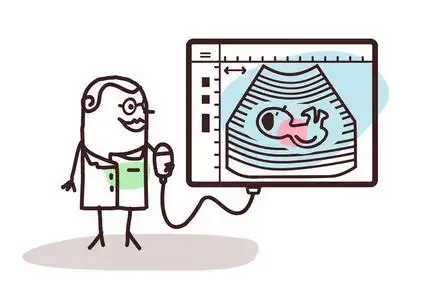 卡通医生与超声监测照片