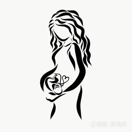 一个美丽的孕妇和一个孩子在她里面