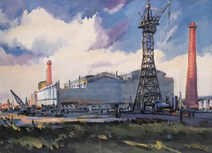 0012上海重型机器厂纸本水彩