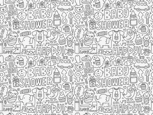 无缝涂鸦生日聚会图案背景