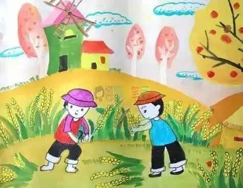 春天麦田的简笔画