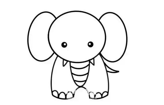可爱大象简笔画画法步骤图片,简笔画图片