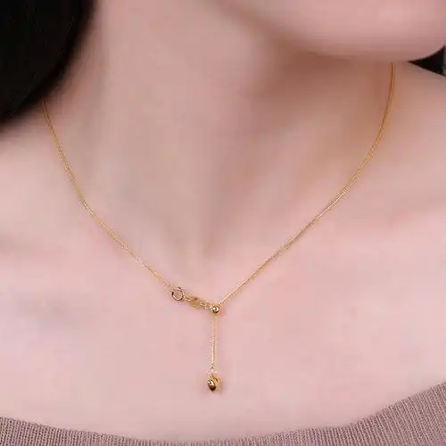 18k金项链爱心肖绑链颈链彩金项链女k金项链锁骨链玫瑰金项链女