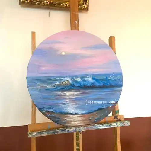 油画颜料尺寸:直径40圆框临摹国外画家##丙烯画  #装饰画  #油画