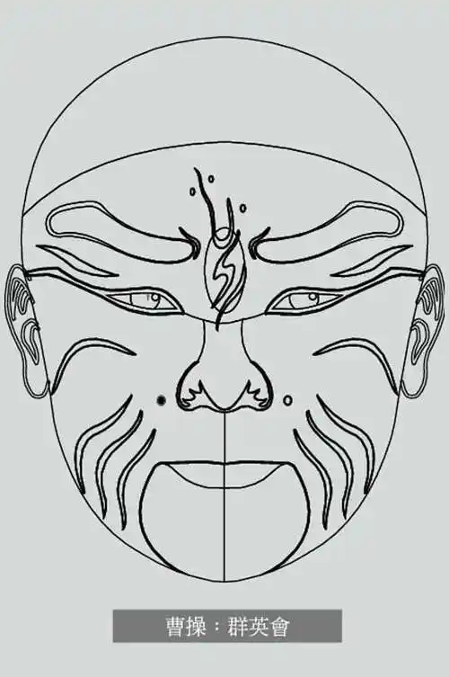 戏曲线稿脸谱矢量素材