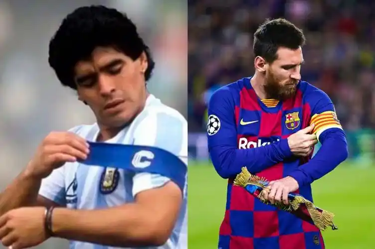 梅西和马拉多纳相似瞬间