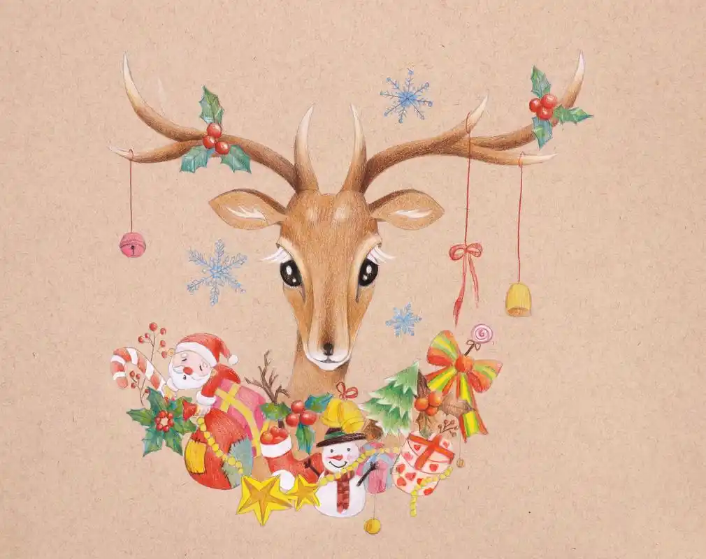 彩铅 圣诞麋鹿 新手入门