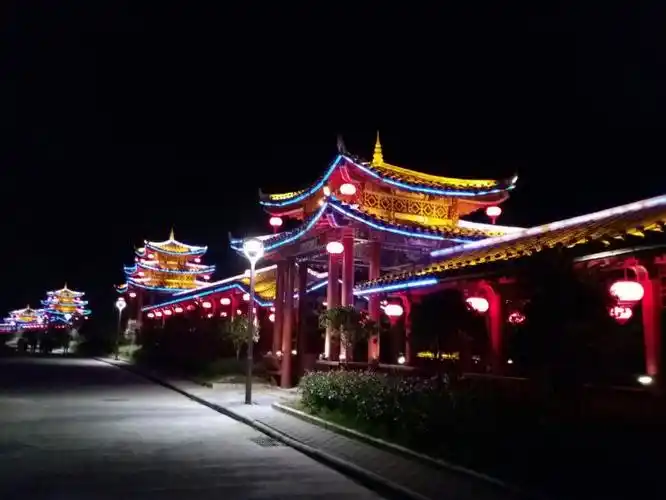 广西资源县县城风雨桥夜景