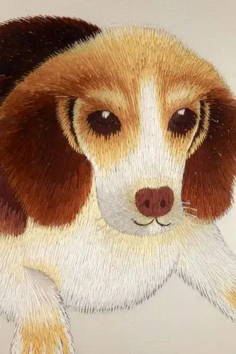 湘绣动物挂画——小狗-精品挂画——单面绣-湖南湘绣城