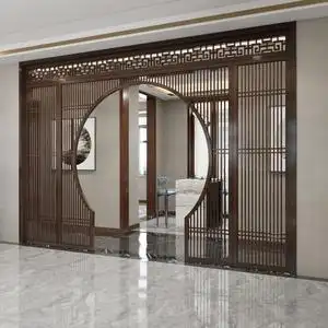 新中式隔断月洞门客厅月亮门现代简约中式实木花格镂空屏风隔断墙