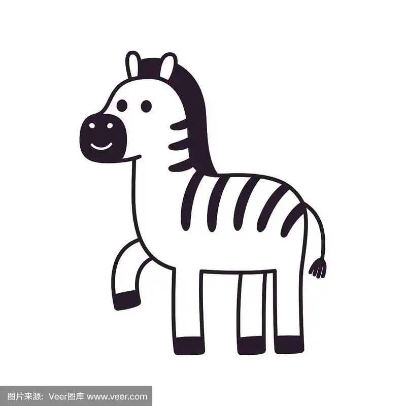 斑马,绘画插图,卡通,可爱的,背景分离